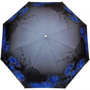 Зонт с синими цветами, Три Слона женский, полный автомат, 3 сл.,арт.3823